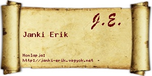 Janki Erik névjegykártya